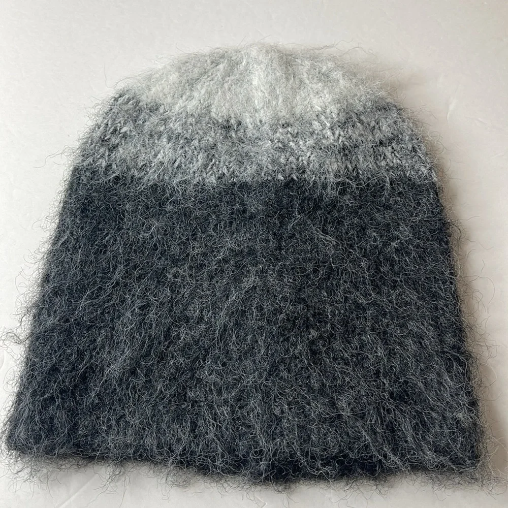 Anthropologie Wool Blend Ombre Gray to Black Beanie / Hat